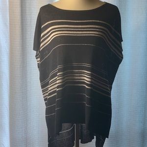 Eileen Fisher Gray and Cream Stripe Top